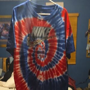 Nike Spiral Tie-Dye Tee in Red and Blue